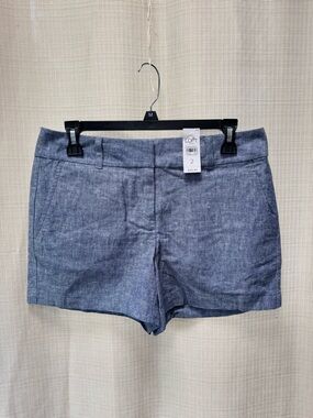 Ann Taylor Loft Linen Blend Blue Casual 4" Inch Chino Shorts Sz 2 NWT Preppy
